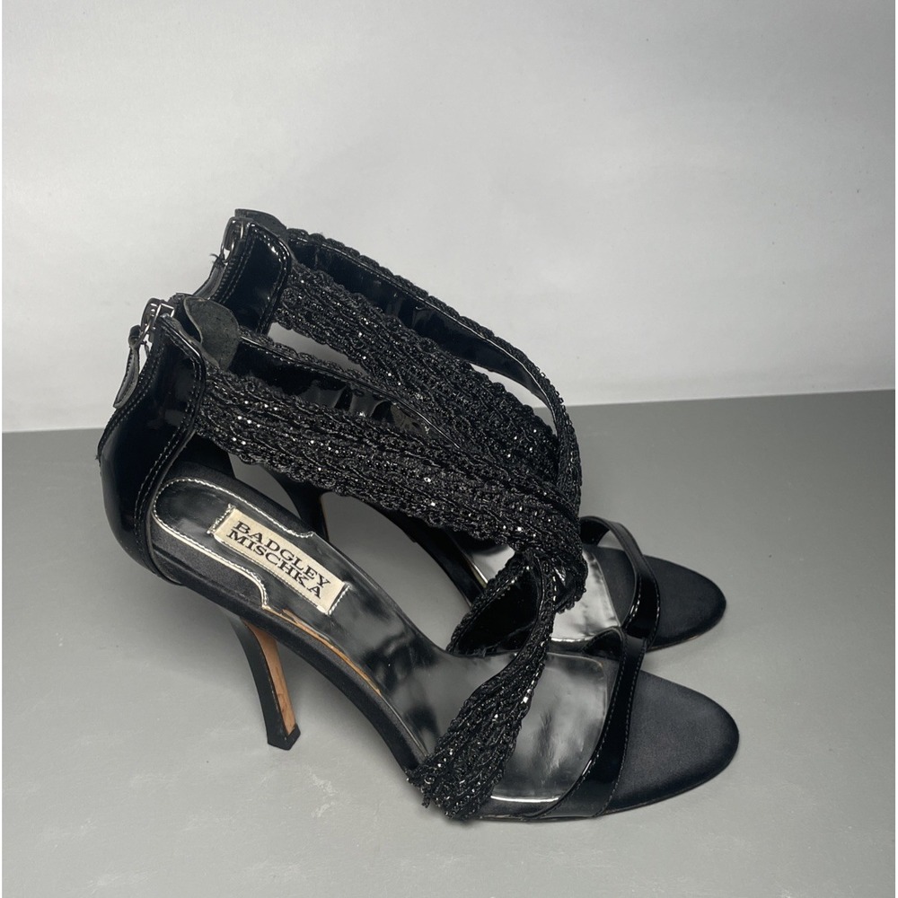 Badgley Mischka Womens Beaded Ankle Strap Stiletto Heel Strappy Sandals Size 8M
